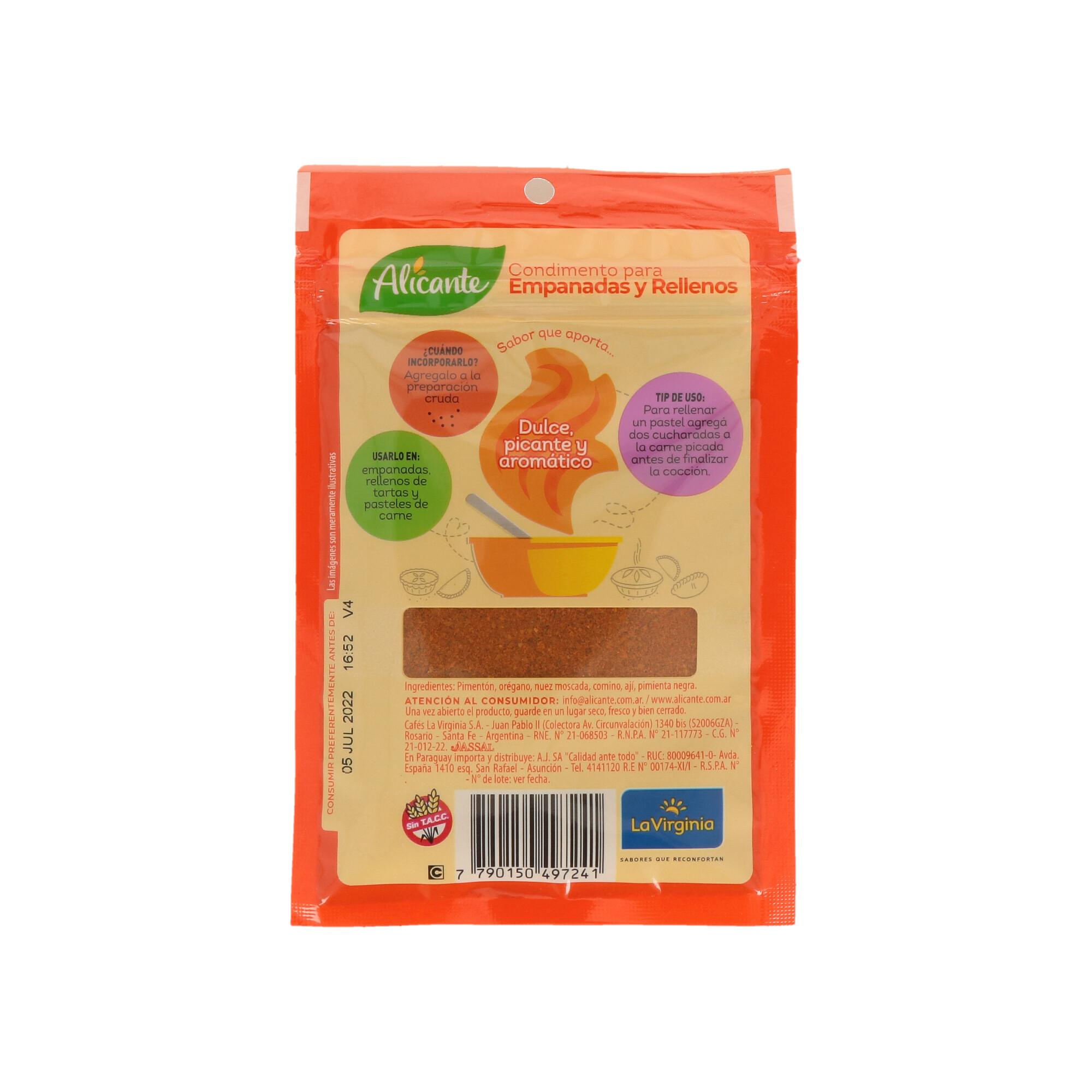 CONDIMENTO PARA EMPANADAS ALICANTE 25 X 25gr. - (25PZ / CT) - 1 CONDIMENTO PARA EMPANADAS ALICANTE 25 X 25gr. - (25PZ / CT) - 1