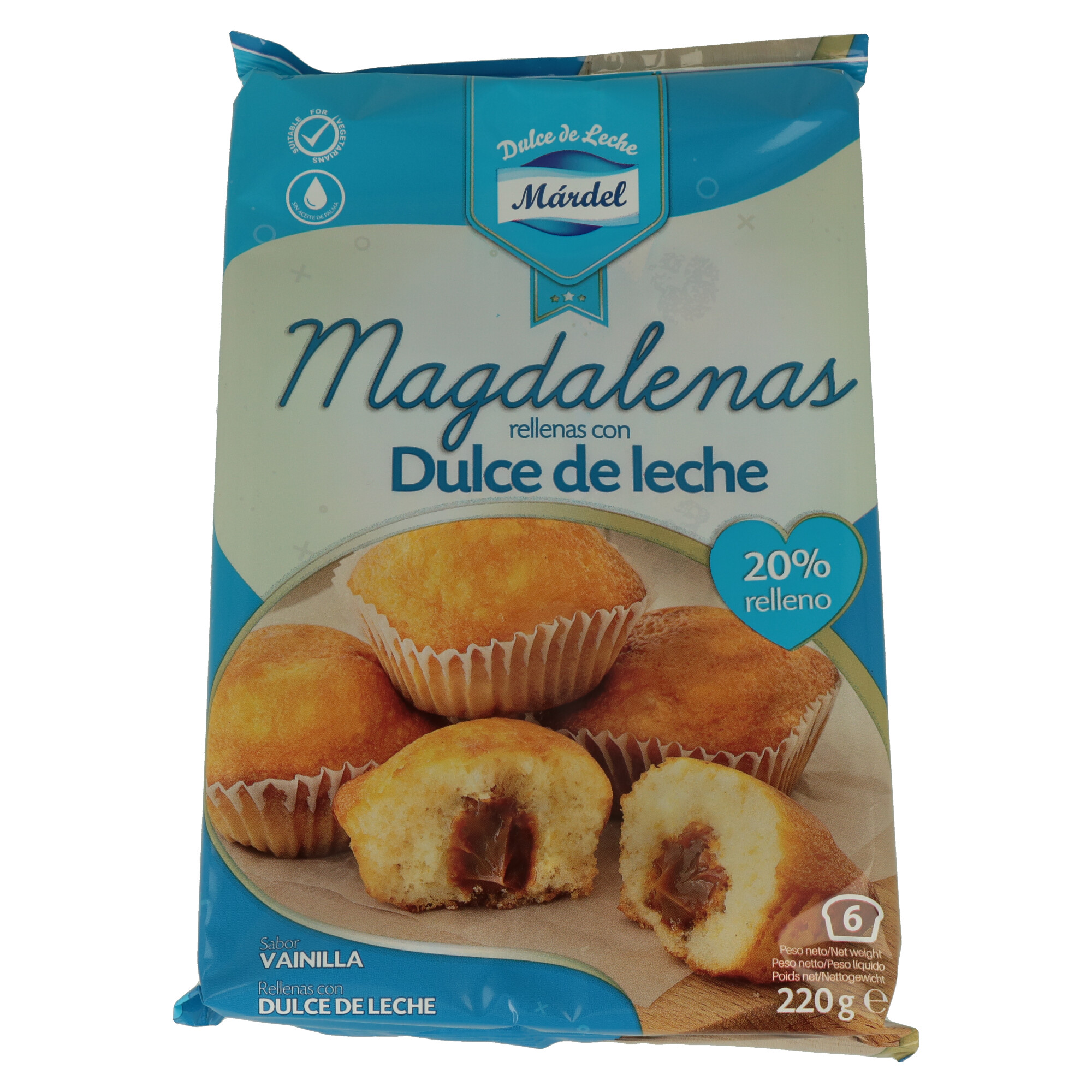 MAGDALENAS CON DULCE DE LECHE MARDEL (18X6X220GR) MAGDALENAS CON DULCE DE LECHE MARDEL (18X6X220GR)