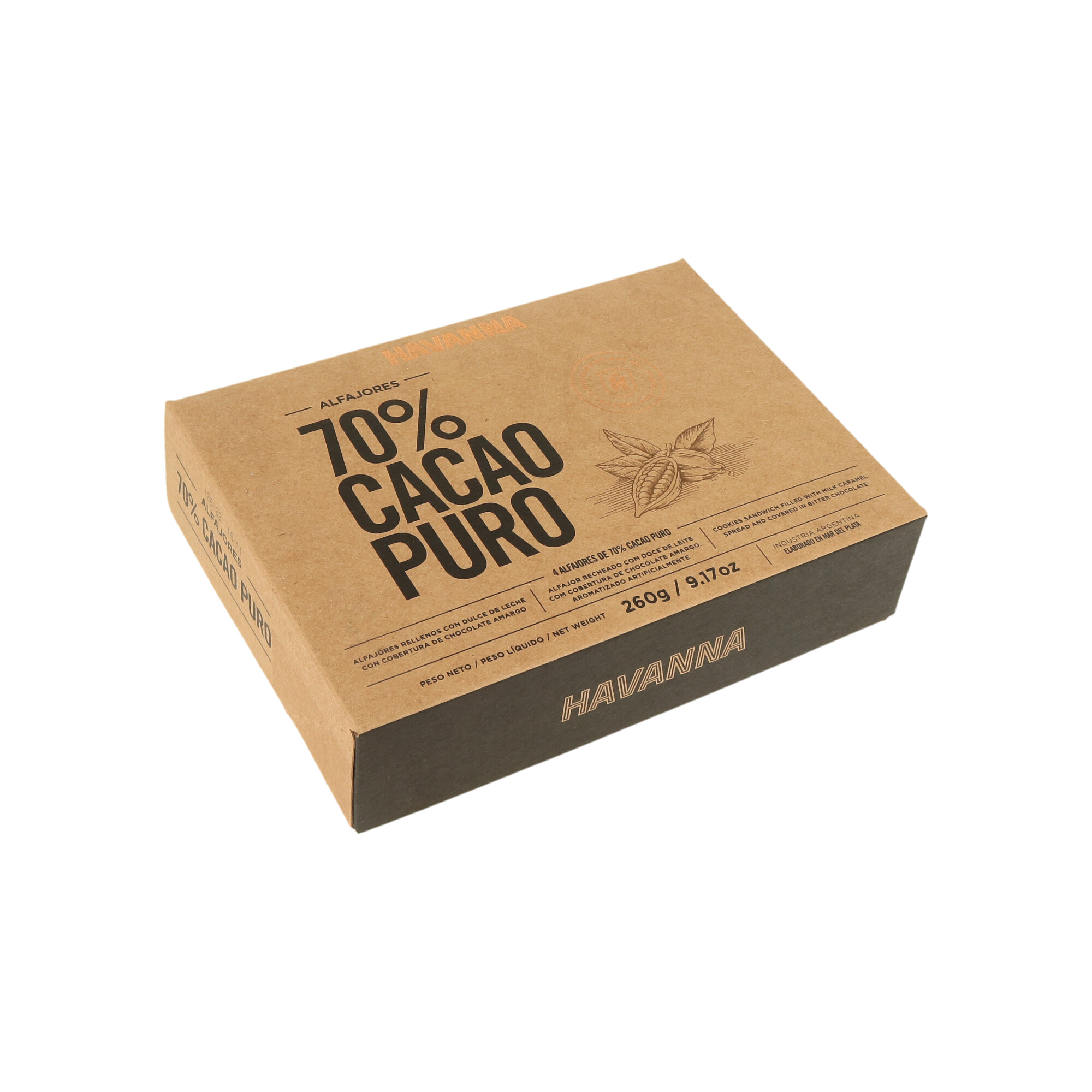 ALFAJORES 70% CACAO PURO HAVANNA 260GR (1 x 4) . (ORD FORN. CT DA 12 X 4) ALFAJORES 70% CACAO PURO HAVANNA 260GR (1 x 4) . (ORD FORN. CT DA 12 X 4)