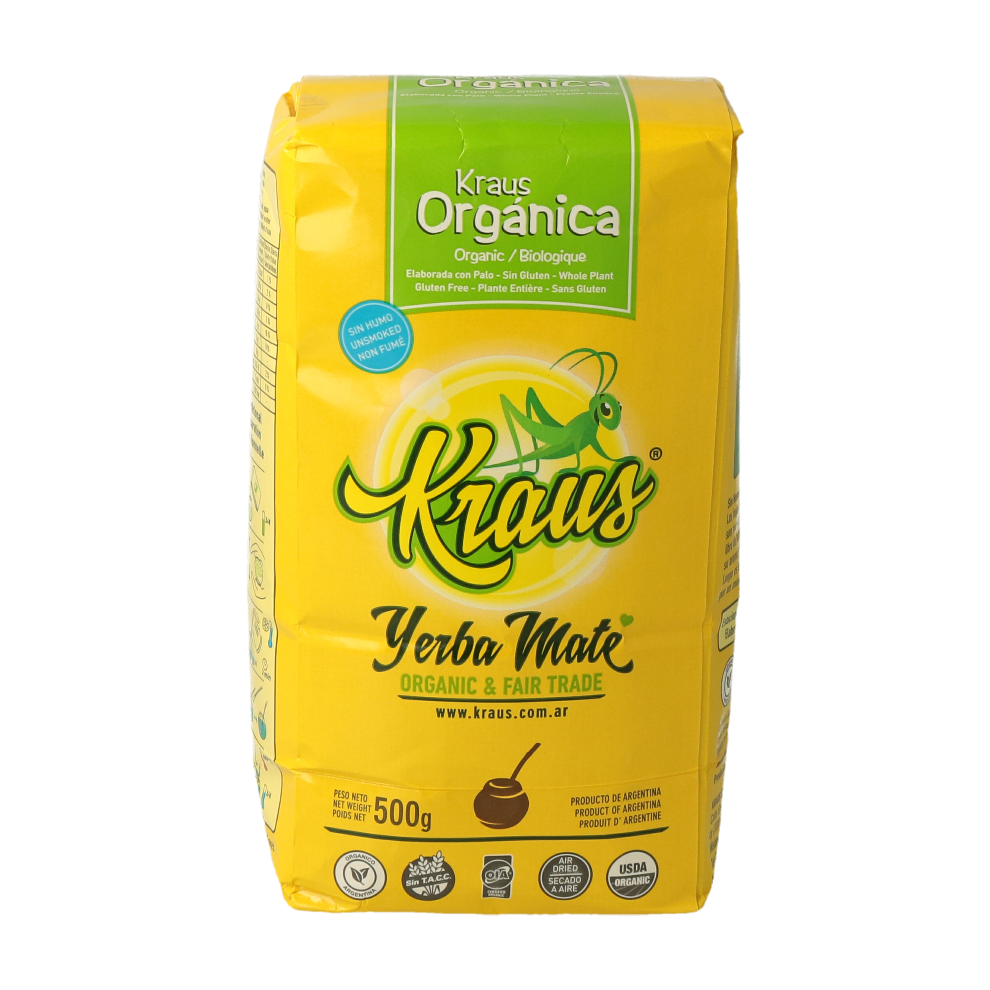 YERBA MATE ORGANICA KRAUS  TRADICIONAL500 GR . (CT. DA 10) UN