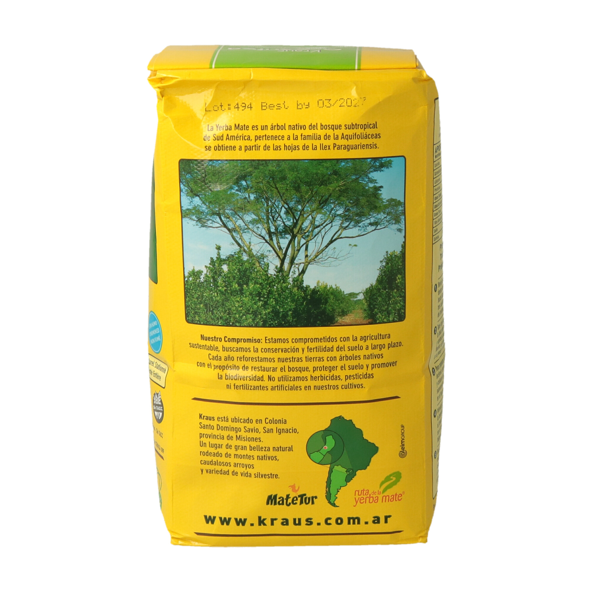 YERBA MATE ORGANICA KRAUS  TRADICIONAL500 GR . (CT. DA 10) UN - 3