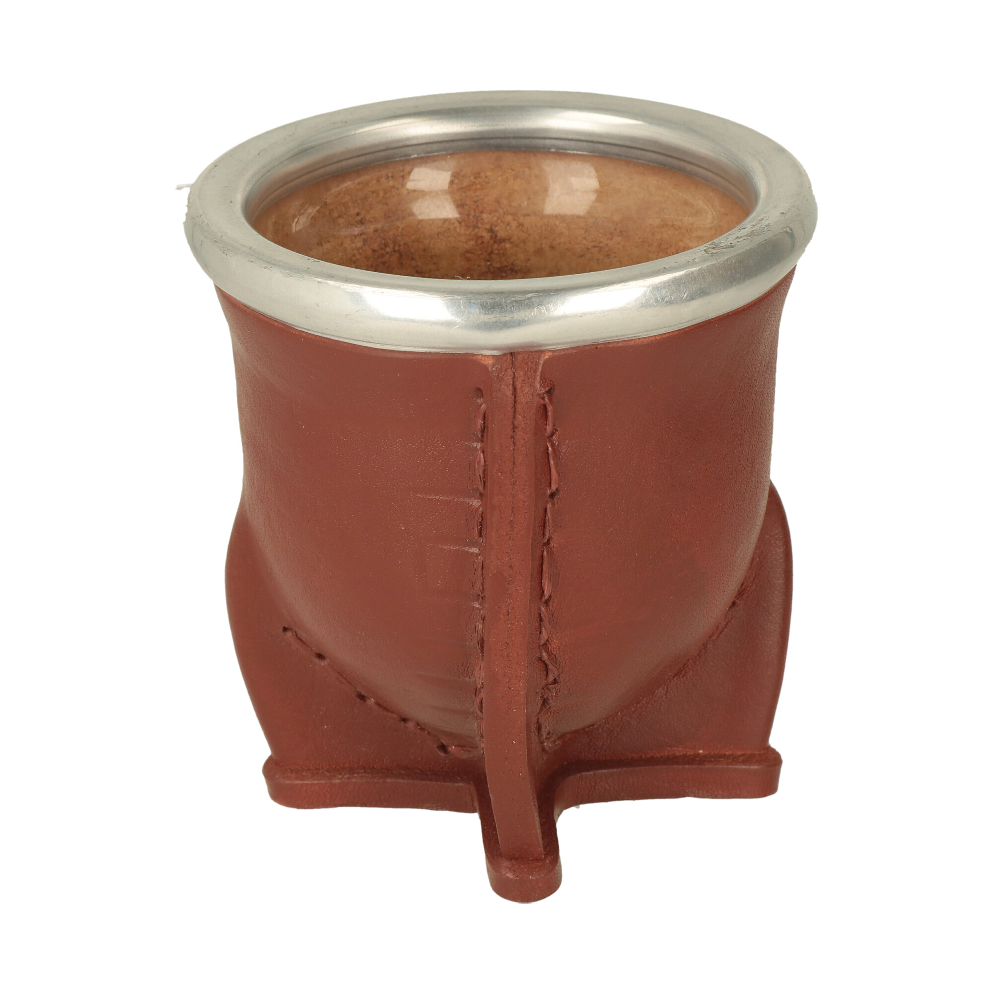 Mate Torepedo cristal forrado en cuero  con virola