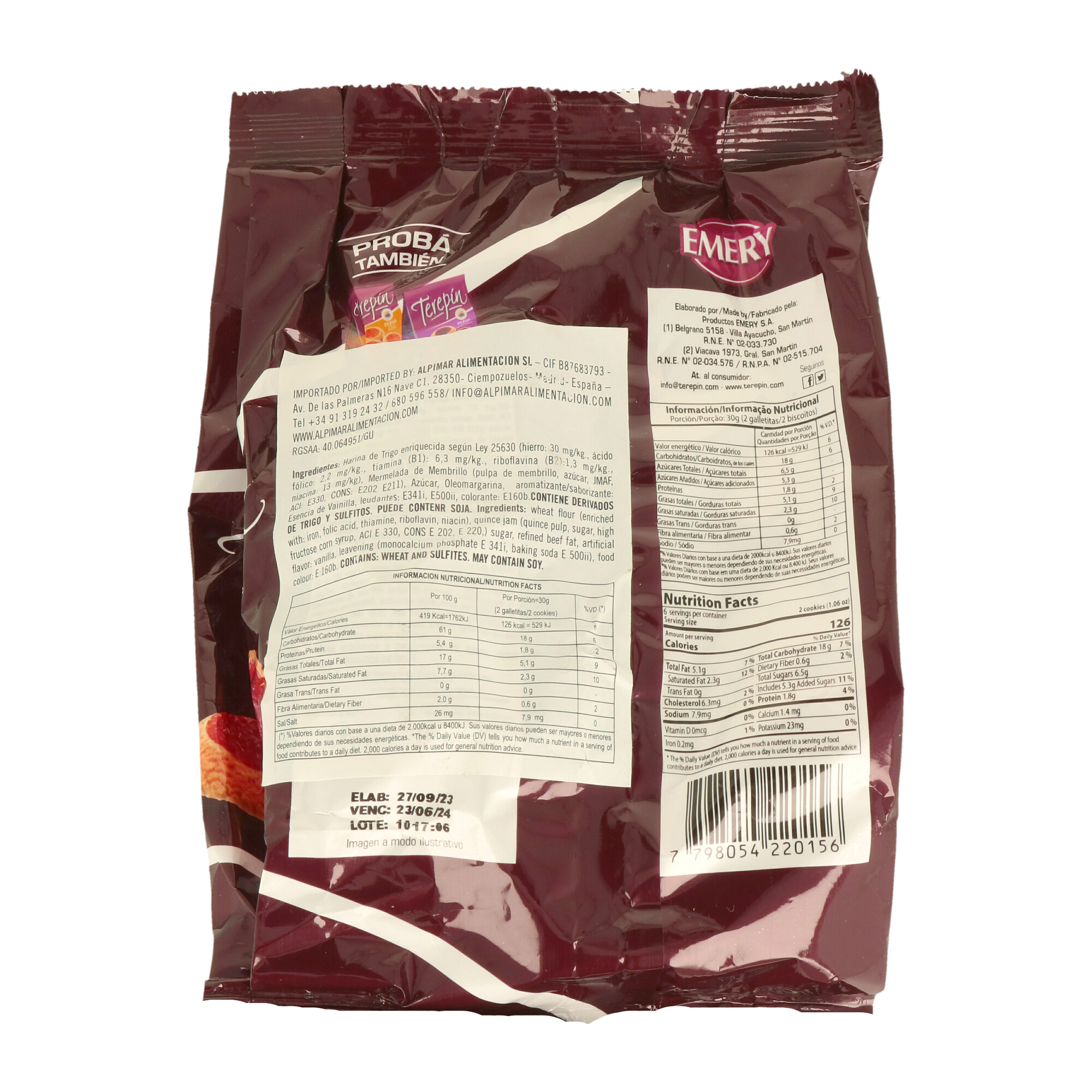 GALLETITAS PEPAS TEREPIN MEMBRILLO X 200 GR (CT 24) - 1 GALLETITAS PEPAS TEREPIN MEMBRILLO X 200 GR (CT 24) - 1