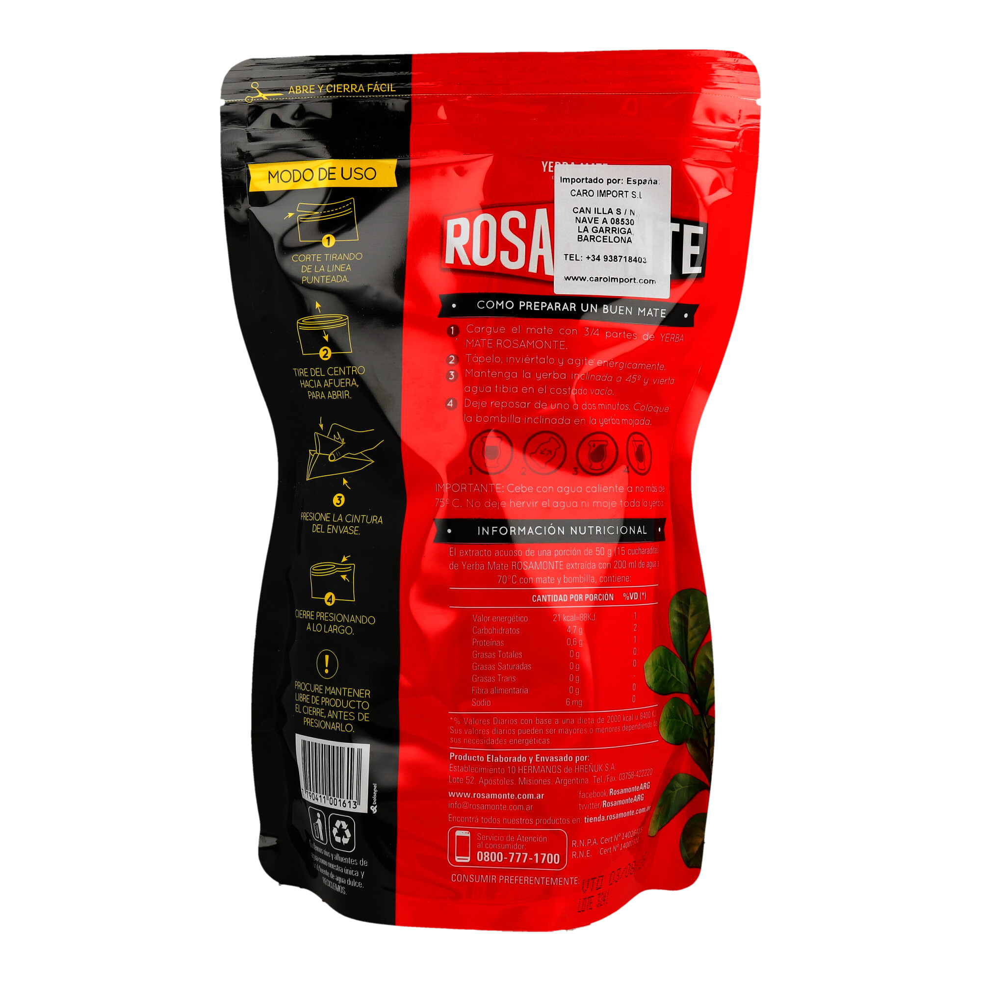 YERBA MATE ROSAMONTE 500GR cierre zipper (CT. DA 10) - 1
