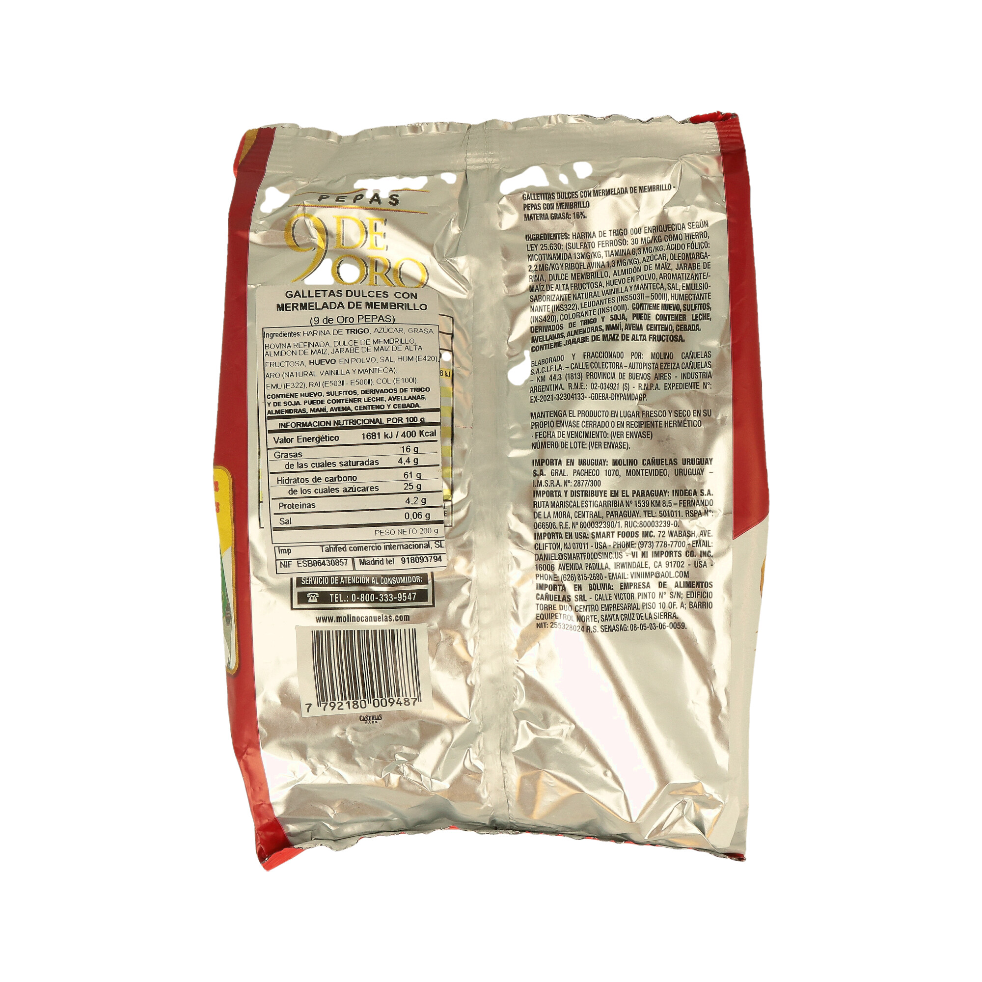 GALLETITAS PEPAS MEMBRILLO 9 DE ORO X 200 GR (CT DA 16) - 1 GALLETITAS PEPAS MEMBRILLO 9 DE ORO X 200 GR (CT DA 16) - 1